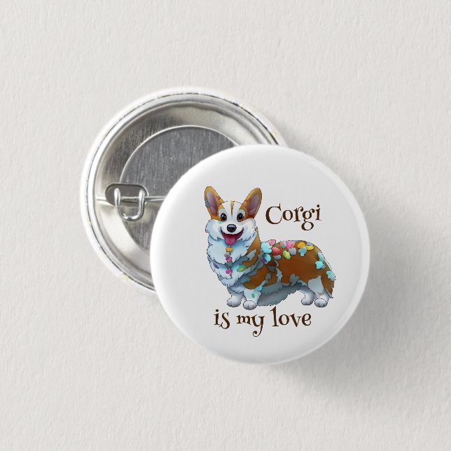 Cute Orange corgi för positivt humör Knapp (Framsida & baksida)