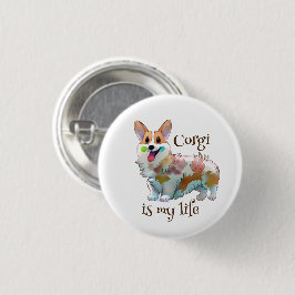 Cute Orange corgi för positivt humör Knapp