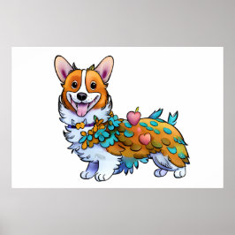 Cute Orange corgi för positivt humör Poster
