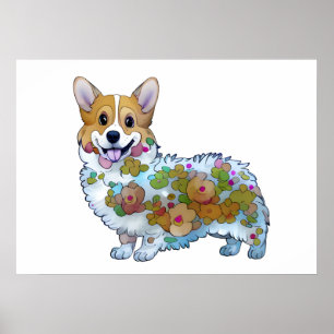 Cute Orange corgi för positivt humör Poster