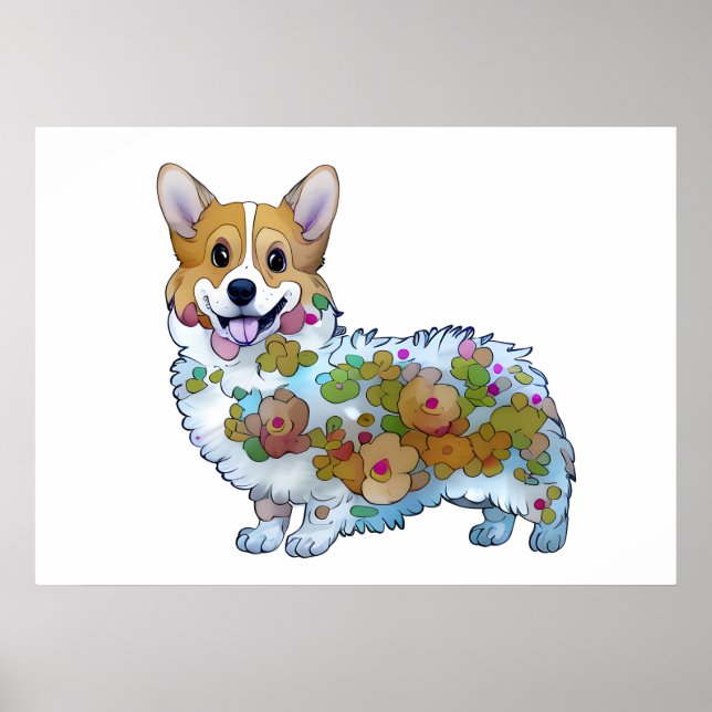 Cute Orange corgi för positivt humör Poster (Framsidan)