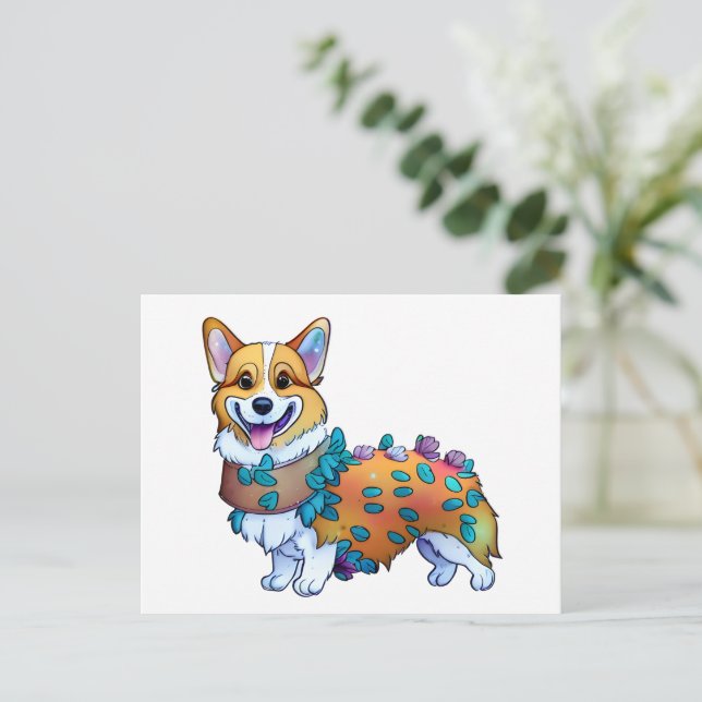 Cute Orange corgi för positivt humör Vykort (Stående Fram)