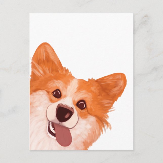 Cute Orange Corgi Vykort (Framsida)
