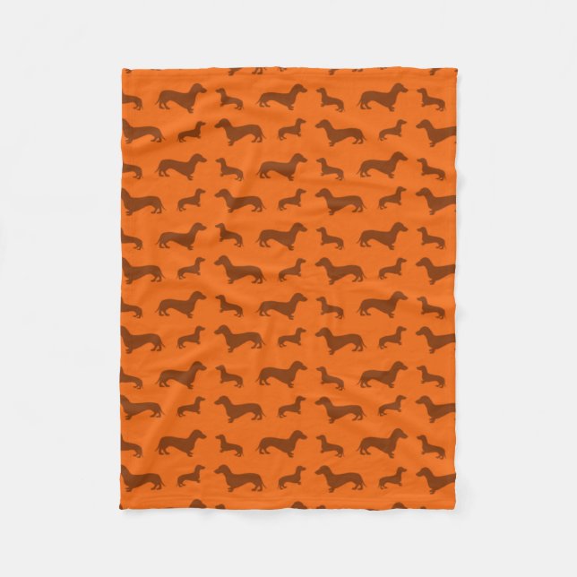 Cute orange dachshund mönster fleecefilt (Framsidan)