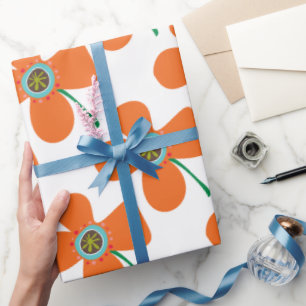 Cute Orange Daisy Pop Sommarblomma Whimsical Gift Presentpapper