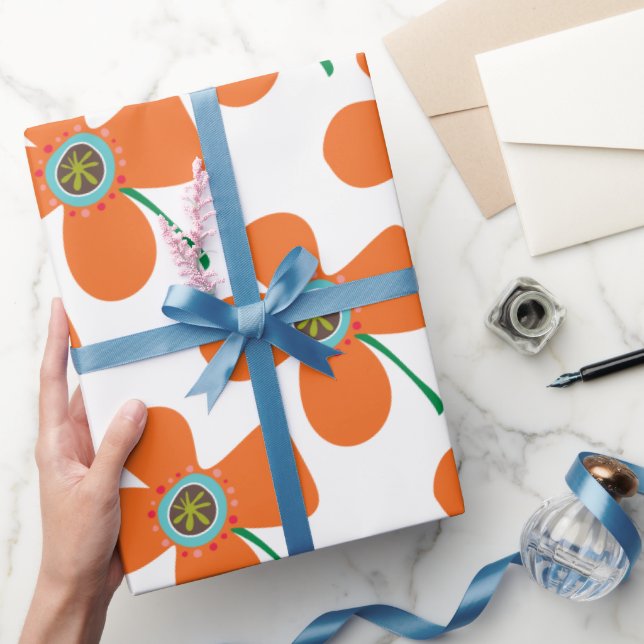 Cute Orange Daisy Pop Sommarblomma Whimsical Gift Presentpapper (Gifting)