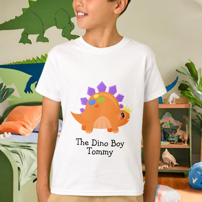 Cute Orange Dino Boy Kids grundläggande T-Shirt (Skapare uppladdad)