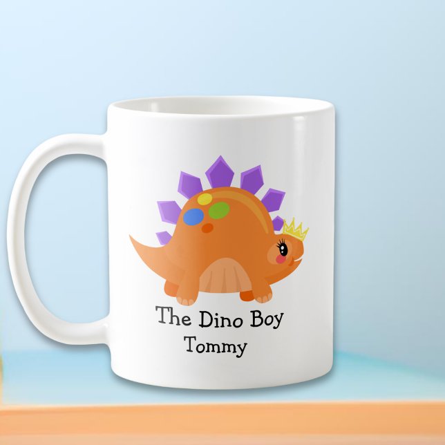Cute Orange Dino Boy Kids' Kaffemugg (Skapare uppladdad)