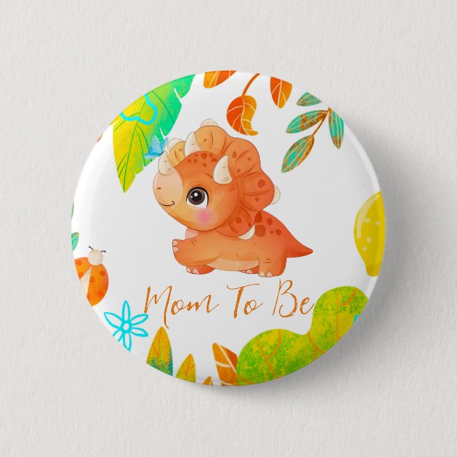 Cute Orange Dinosaur Mamma till Button Knapp (Framsida)