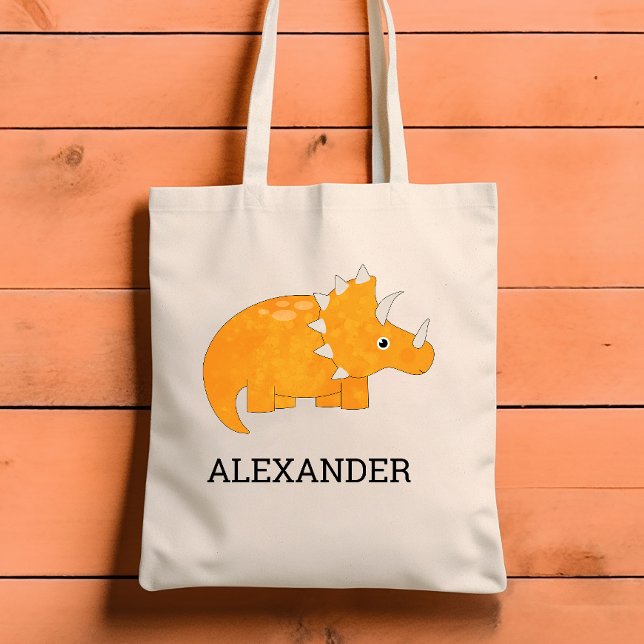Cute Orange Dinosaur-Personlig Tygkasse (Skapare uppladdad)