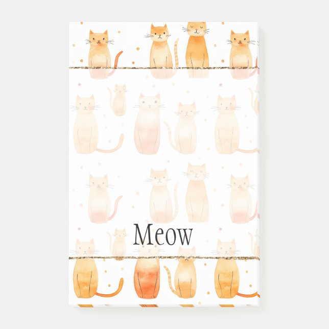 Cute Orange Dot and Cats Post-it Block (Framsida)