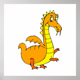 Cute Orange Dragon Poster