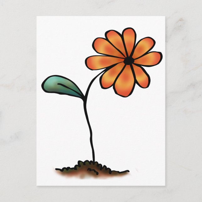 Cute Orange Flower Vykort (Framsida)