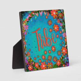 Cute Orange Flowers Blue Whimsical Tribe Easel