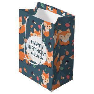 Cute Orange Fox Animal Mönster Birthday