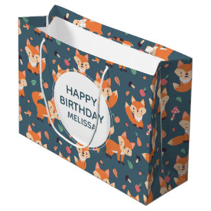 Cute Orange Fox Animal Mönster Birthday