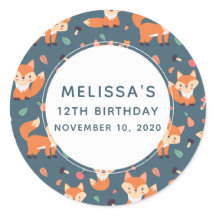 Cute Orange Fox Animal Mönster Birthday