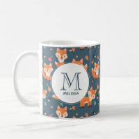 Cute Orange Fox Animal Mönster Monogram