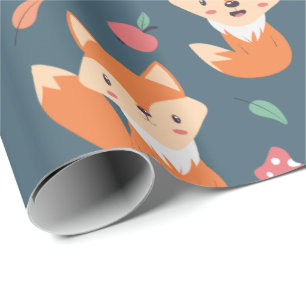 Cute Orange Fox Animal Mönster Presentpapper