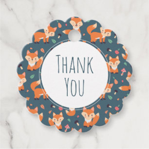 Cute Orange Fox Animal Mönster Tack Gåvor Etiketter