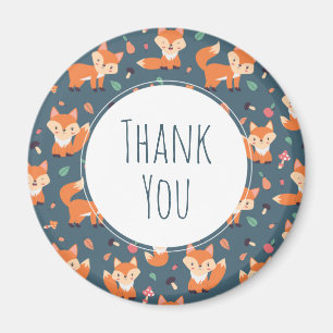 Cute Orange Fox Animal Mönster Tack Magnet