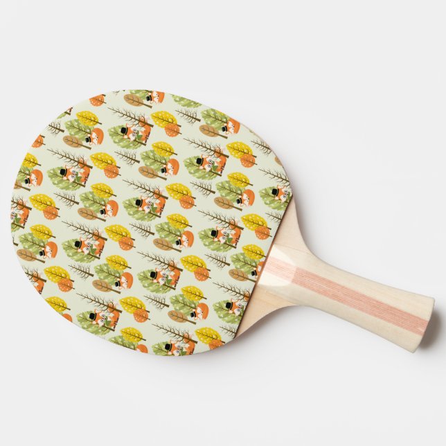 Cute Orange Fox Autumn Trees Forest Hipster Pingisracket (Sidan)