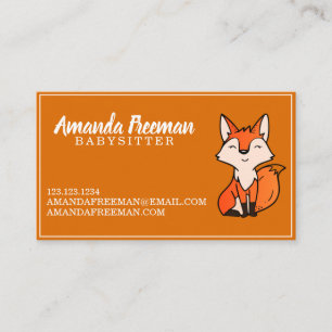 Cute Orange Fox Babysittande barnomsorg Visitkort