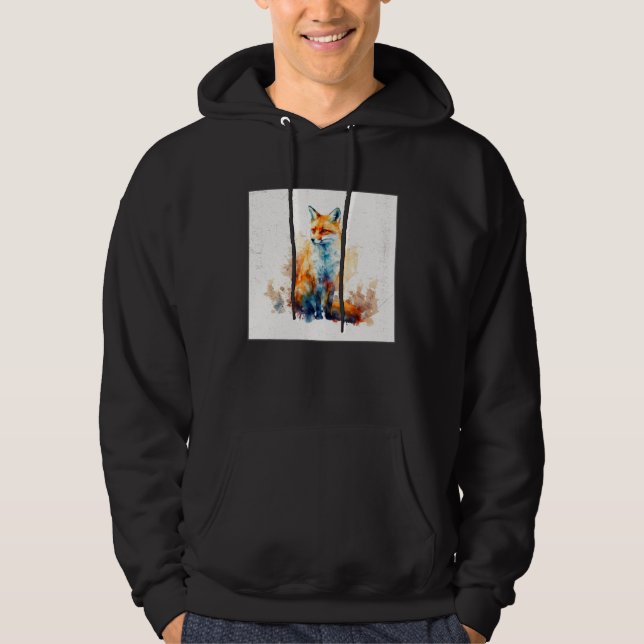 Cute Orange Fox Illustration Watercolor Women Men  Hoodie (Framsida)