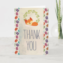 Cute Orange Fox med andedräkt Tack Kort