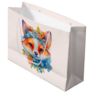Cute Orange Fox med Blommigt Krona