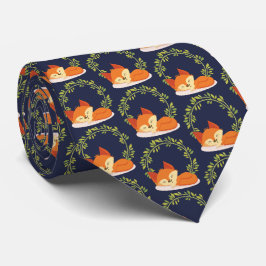 Cute Orange Fox med utandning av vätska Mönster Slips