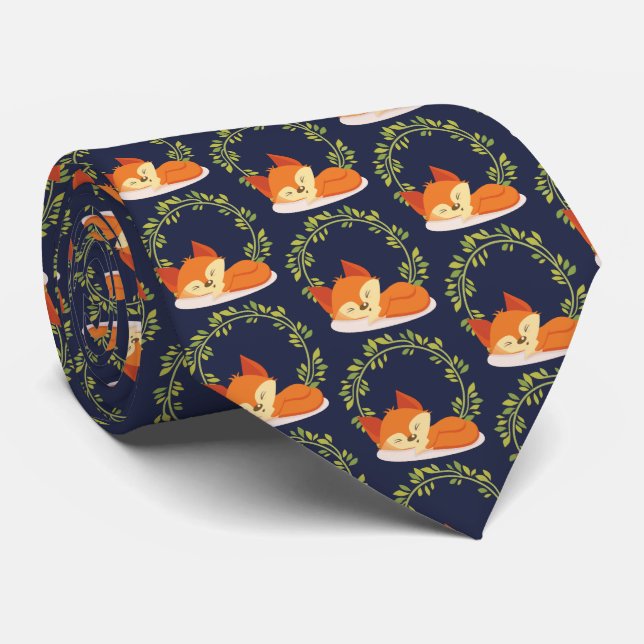 Cute Orange Fox med utandning av vätska Mönster Slips (Rullad)