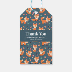 Cute Orange Fox Mönster Birthday Presentetikett