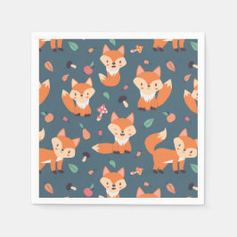 Cute Orange Fox Mönster Pappersservett