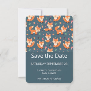 Cute Orange Fox Mönster Spara Datumet