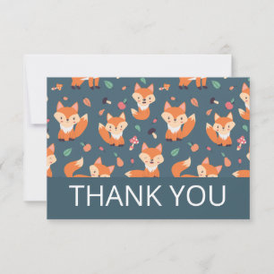 Cute Orange Fox Mönster Tack Kort