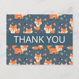 Cute Orange Fox Mönster Tack Vykort