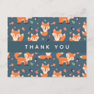 Cute Orange Fox Mönster Tack Vykort