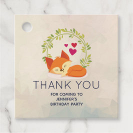 Cute Orange Fox, Red Hearts och en Grönt av andedr Gåvor Etiketter