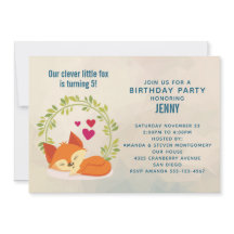 Cute Orange Fox, Red Hearts och Wandeans Birday