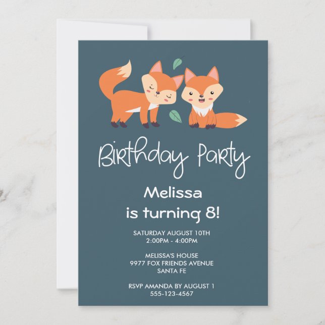 Cute Orange Foxes Birthday (Framsida)