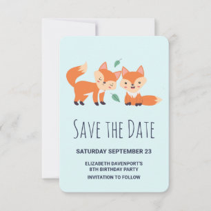 Cute Orange Foxes Birthday Spara Datumet