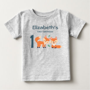 Cute Orange Foxes Graphic Teckning första födelsed T Shirt