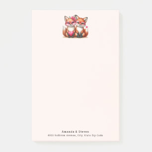 Cute Orange Foxes i Kärlek med Adress Post-it Block