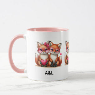 Cute Orange Foxes i Kärlek Mugg