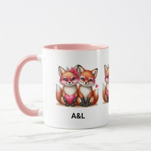 Cute Orange Foxes i Kärlek Mugg (Vänster)