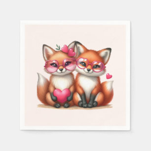 Cute Orange Foxes i Kärlek Pappersservett