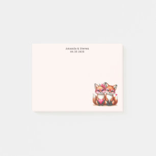 Cute Orange Foxes i Kärlek Post-it Block