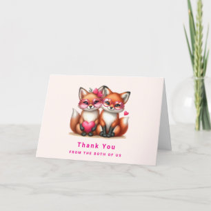 Cute Orange Foxes i Kärlek Tack Kort