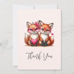 Cute Orange Foxes i Kärlek Tack Kort